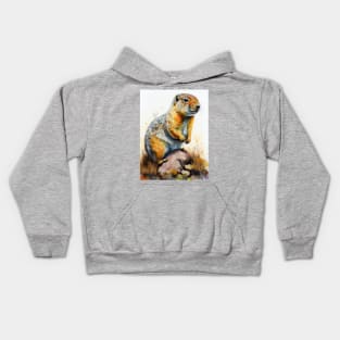 Arctic Ground Squirrel - Watercolor Paint Kids Hoodie